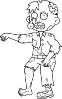 Zombie Boy Isolated Coloring Page for Kids vector