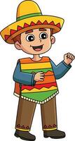 Mexican Boy Cartoon Colored Clipart Illustration vector