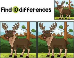 Moose Animal Find The Differences vector