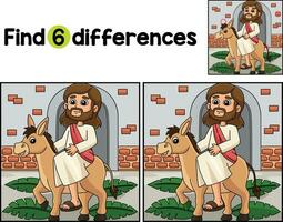 Christian Jesus Palm Sunday Find The Differences vector