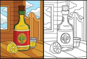 vaquero botella de tequila y limón ilustración vector