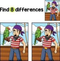 Pirate with Macaw Find The Differences vector