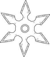 Ninja Shuriken Isolated Coloring Page for Kids vector