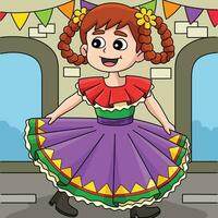 Cinco de Mayo Mexican Girl Colored Cartoon vector