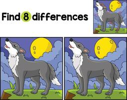 Wolf Animal Find The Differences vector