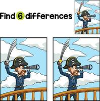 Pirate with Sword Telescope Find The Differences vector