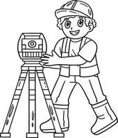 Construction Engineer with Surveying Tool Isolated vector