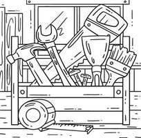 Construction Tool Box Coloring Page for Kids vector