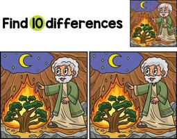 Christian Moses Burning Bush Find The Differences vector