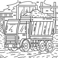 Construction Dump Truck Coloring Page for Kids vector