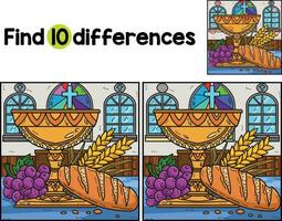 Christian Chalice and Bread Find The Differences vector