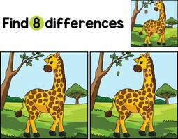 Giraffe Animal Find The Differences vector