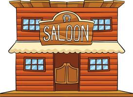 Cowboy Saloon Cartoon Colored Clipart Illustration vector