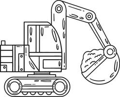 Construction Excavator Isolated Coloring Page vector