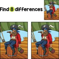 Pirate Sitting On A Barrel Find The Differences vector