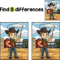 Cowboy with Rope Find The Differences vector