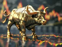 AI generated Bull market concept of developing economy and stock exchange financial gain and growth photo