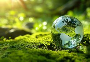 AI generated Earth globe, a concept of climate change, global warming and environment preservation photo