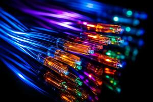 AI Generated IT technology, high-speed fiber cables used for high-speed broadband internet connections photo