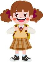 happy cute children in school uniform cartoon style vector