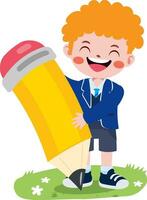 happy cute children in school uniform cartoon style vector