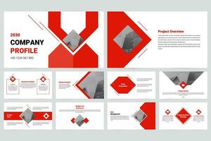 Red modern business work report slide presentation template vector