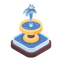 Water Fountain Sculptures Isometric Icon vector