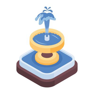Water Fountain Sculptures Isometric Icon