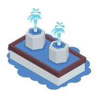 Modern Fountains Isometric Icon vector