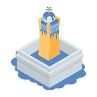 Water Fountain Sculptures Isometric Icon vector