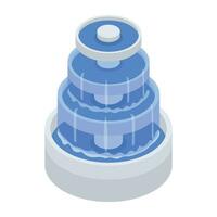 Water Fountain Sculptures Isometric Icon vector