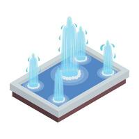 Water Fountain Sculptures Isometric Icon vector