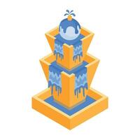 Modern Fountains Isometric Icon vector