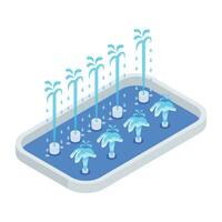 agua fuentes isométrica icono vector