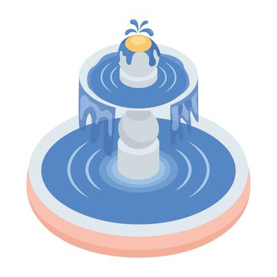 Water Fountains Isometric Icon