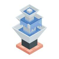 Water Fountain Sculptures Isometric Icon vector