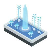 agua fuentes isométrica icono vector