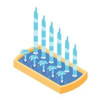 Modern Fountains Isometric Icon vector