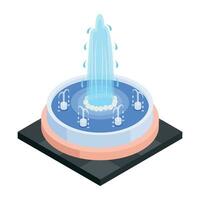 Water Fountain Sculptures Isometric Icon vector