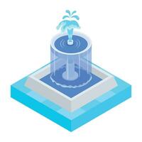 agua fuentes isométrica icono vector