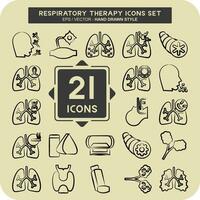 Icon Set Respiratory Therapy. related to Healthy symbol. hand drawn style. simple design editable. simple illustration vector