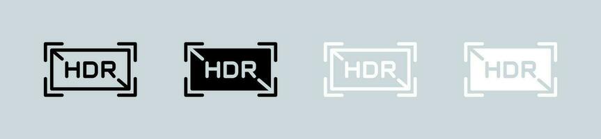 Hdr icon set in black and white. High dynamic range signs vector illustration.