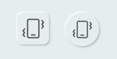 Shake phone line icon in neomorphic design style. Smartphone signs vector illustration.