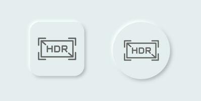 Hdr line icon in neomorphic design style. High dynamic range signs vector illustration.