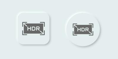 Hdr solid icon in neomorphic design style. High dynamic range signs vector illustration.