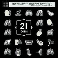 icono conjunto respiratorio terapia. relacionado a sano símbolo. lustroso estilo. sencillo diseño editable. sencillo ilustración vector