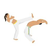 People fighting in Capoeira. Brazilian martial arts. Combat sport. vector