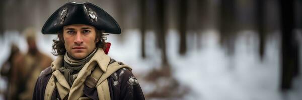 AI generated A Revolutionary War reenactor at Valley Forge photo