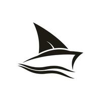 Sailboat boat on sea ocean wave with logo design vector