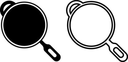 frying pan icon, sign, or symbol in glyph and line style isolated on transparent background. Vector illustration